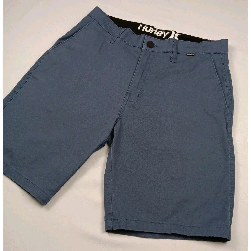 Hurley Mens Size 32 Slate Blue Chino Walk Shorts Flat Front Surf Casual